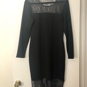 BCBGeneration Black Lace Midi Dress Sz M